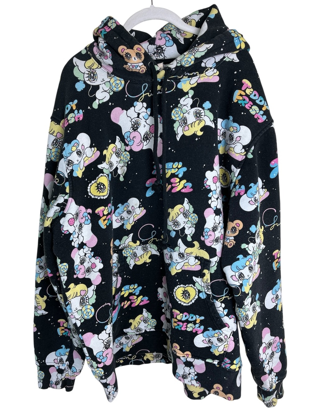 Yurie Sekiya x Teddy Fresh Collaboration Black Cartoon Hoodie Sz XL